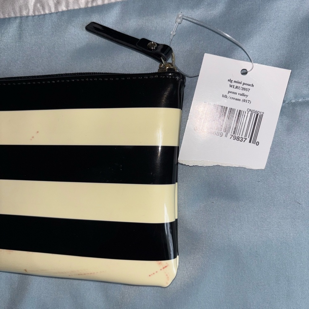 Black and Cream Striped Mini Pouch